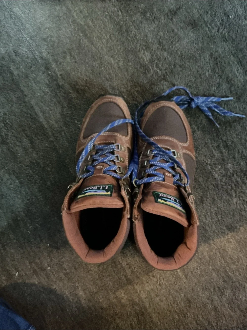 L.L. Bean Men's Brown and Blue Lace-Up Hiking Boots